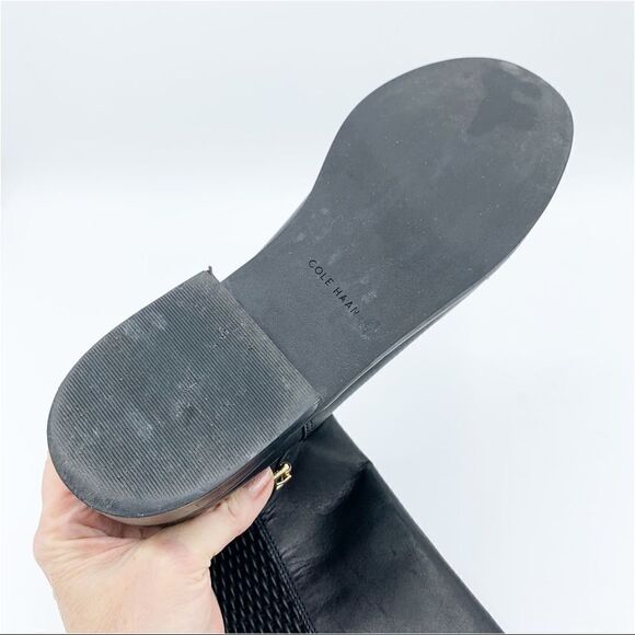 Cole Haan Galina Tall Black Riding Boots Chunky Low Heel Sz 8 - Picture 10 of 16